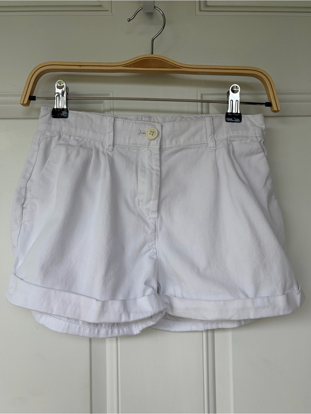 •Crewcuts by J.Crew• Girls White Cotton Cuffed Chino Shorts - Size 12